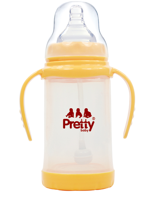 prettybaby160ML有柄自動(dòng)防摔醫(yī)用級(jí)寬口小奶瓶