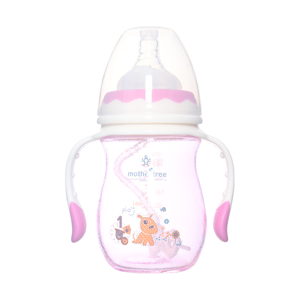 媽咪樹(shù)噴硅膠寬口高硼硅玻璃奶瓶180ml