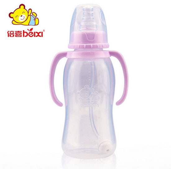 倍喜標(biāo)口弧形PP奶瓶300ML(紫色)