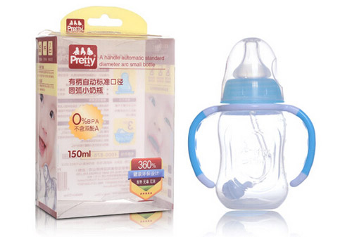 prettybaby有柄自動標準口徑圓弧小奶瓶150ML