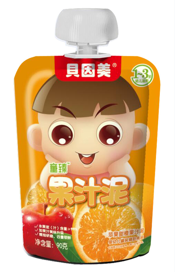 貝因美童臻蘋果甜橙果汁泥