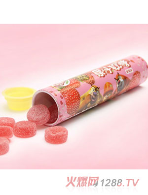 熊出沒(méi)75g圓筒果汁軟糖草莓味